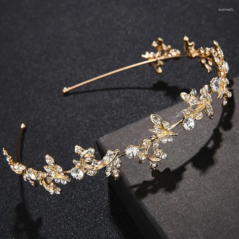 Başlıklar Rhinestone İnci Kraliyet Head Band Vintage Kristal Gelin Tiaras Düğün Aksesuarları Takı Altın Renk Saç için