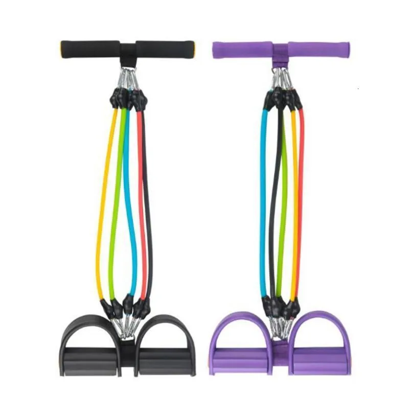 Faixas de resistência 5 tubos Fitness Tensão Corda Profissional Durável Pé Elástico Pedal Exercício Pull Trainer Abdômen Treinamento 230907