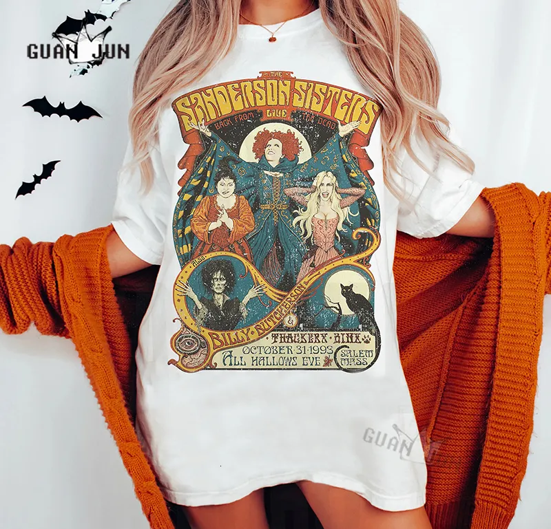 Women's Tshirt Witch Graphic Tee Women Sisters Vintage Style Halloween Tshirts Unisex Overdimensionerade kvinnliga estetiska kläder 230906