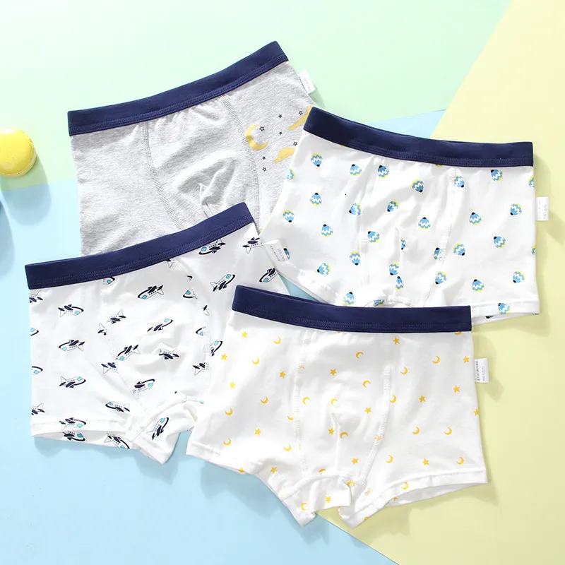 4PCS Cartoon Cotton Boys Underwear Zachte ademende peuter boksers voor kinderen Stripes kinderonderbroek