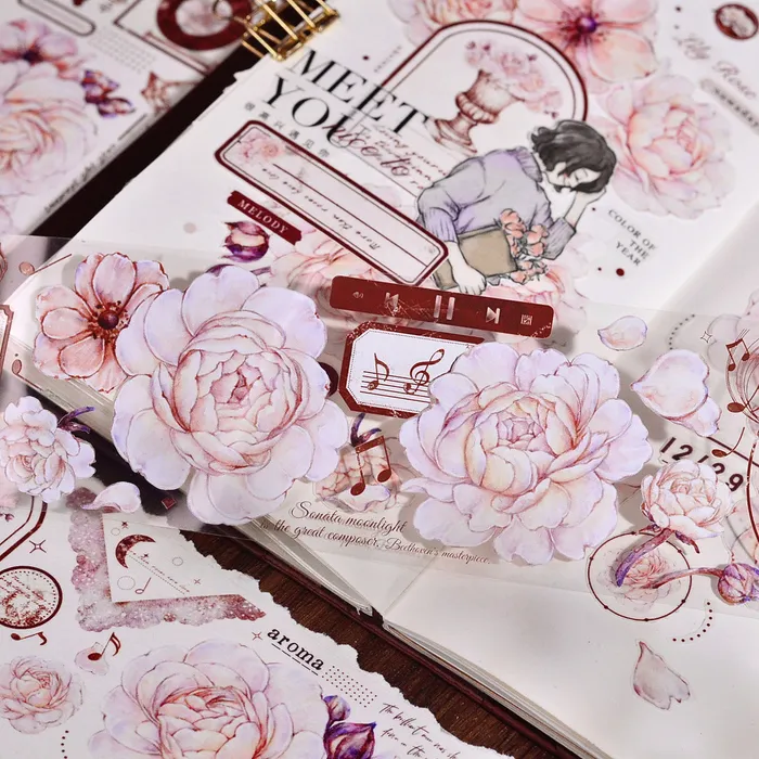 أشرطة لاصقة الضوء الرجعية اللطيفة زهرة الزهور الوردي الأزهار الأليفة شريط DIY مجلة DIY DIY 2016 230907