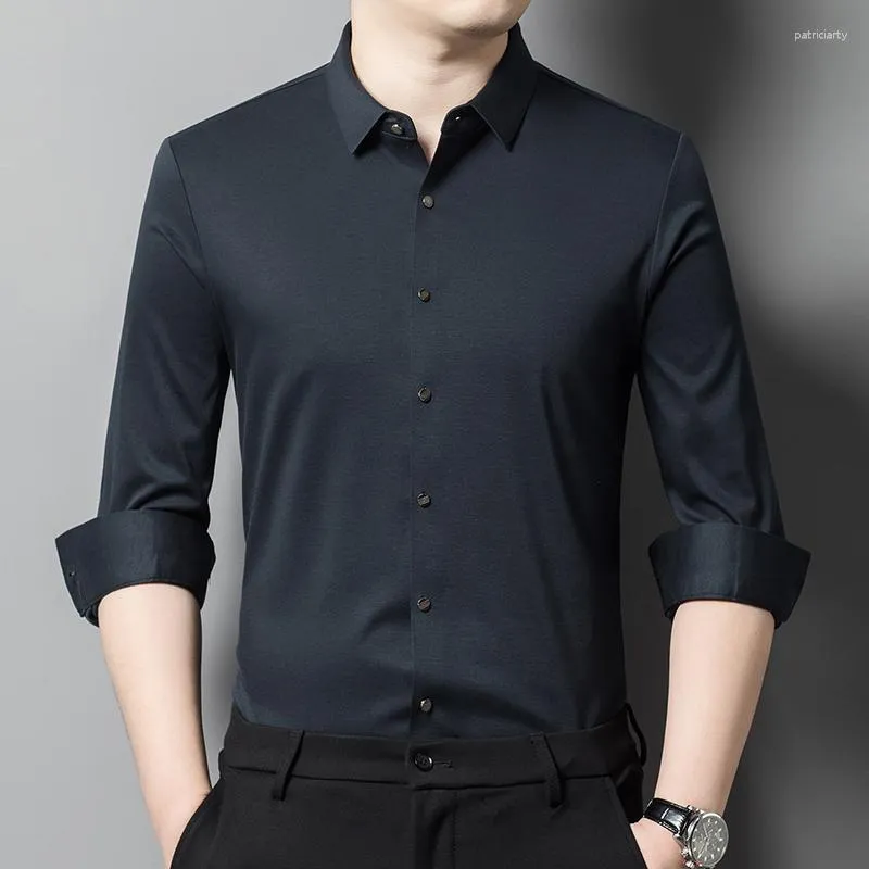 Chemises Decontractees Pour Hommes Couleur Unie Haut De Gamme Hommes Chemise A Manches Longues Business Silky Spring Fashion Qualite Melanges De Laine Sans Soudure Chemise Homme De 33 81 DHgate