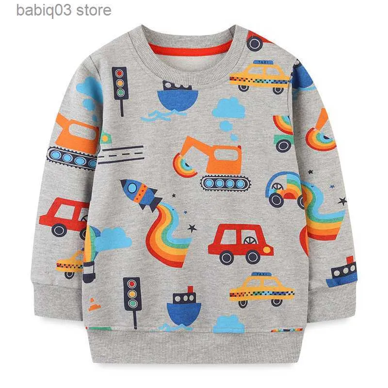 Hoodies Sweatshirts Kids Boys Sweatshirts Cartoon Autumn Long Sleeve Hoodies Car Print Boys Girls Sport Shirts Spring Pullover Baby Sweatshirts T230907