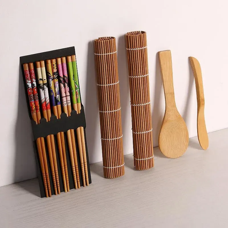 Sushi Making Tools Bamboo Sushi Kit Including 2 Rolling Mats 1 Paddle 1 Spreader Chopsticks WB3037