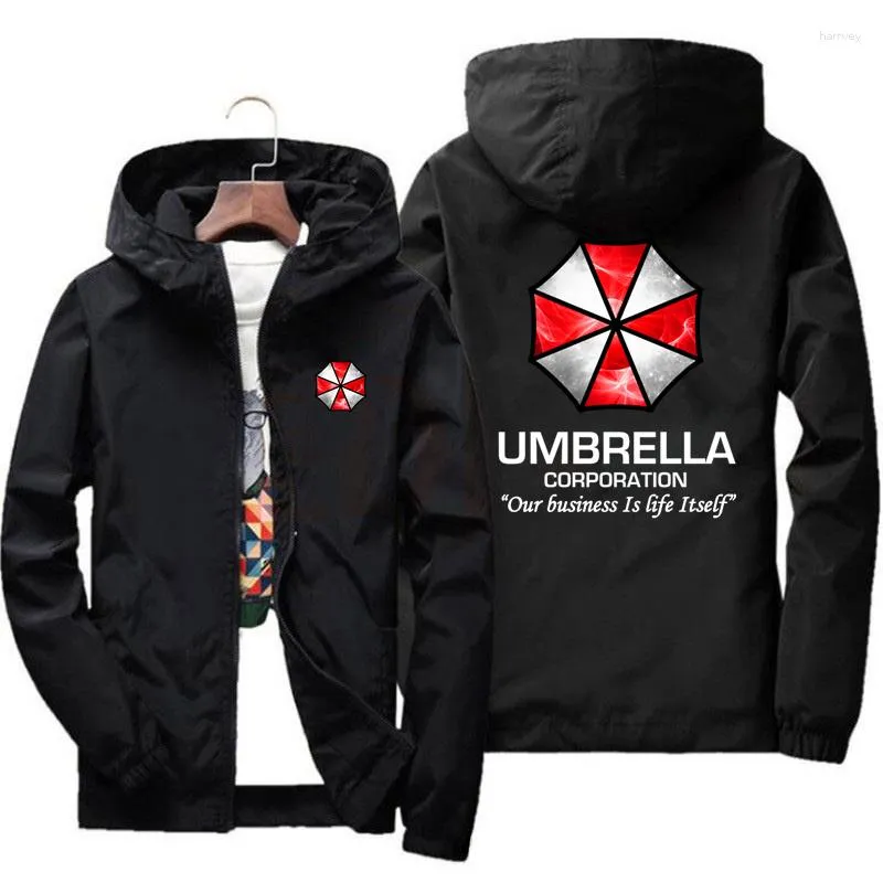 Jaquetas masculinas Umbrella Corporation Hoodies Homens Primavera Outono Manga Longa Mens Jaqueta Casual Windbreaker Casaco Masculino Roupas de Tamanho Grande