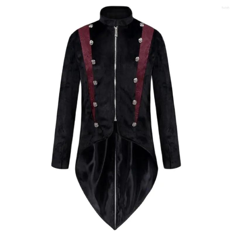 Trenchs pour hommes Noël Halloween Long Vêtements d'extérieur Médiévale Vintage Steam Tuxedo Ceinture Pardessus Flanelle Tops Dress Up Printemps Automne