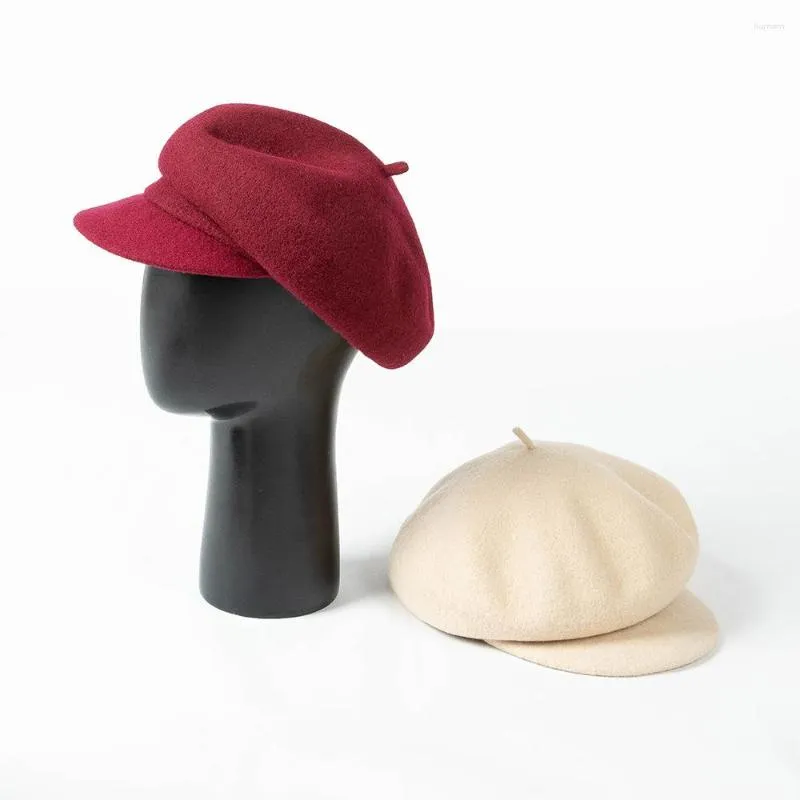 Visiere in lana da donna tenere al caldo casual da viaggio all'aperto shopping modello spettacolo teatrale 2023 cappello invernale da donna top quotidiano cappello da ragazzo solido