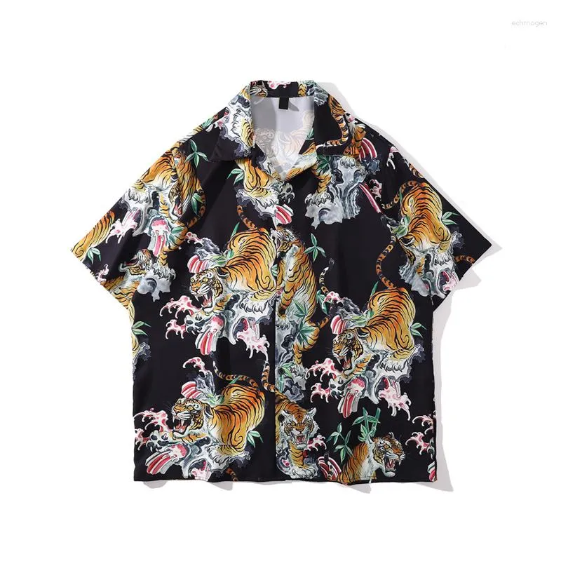 Camicie casual da uomo Hip Hop Summer Men Retro Full stampato manica corta Designer Harajuku Beach Aloha Shirt Top hawaiano