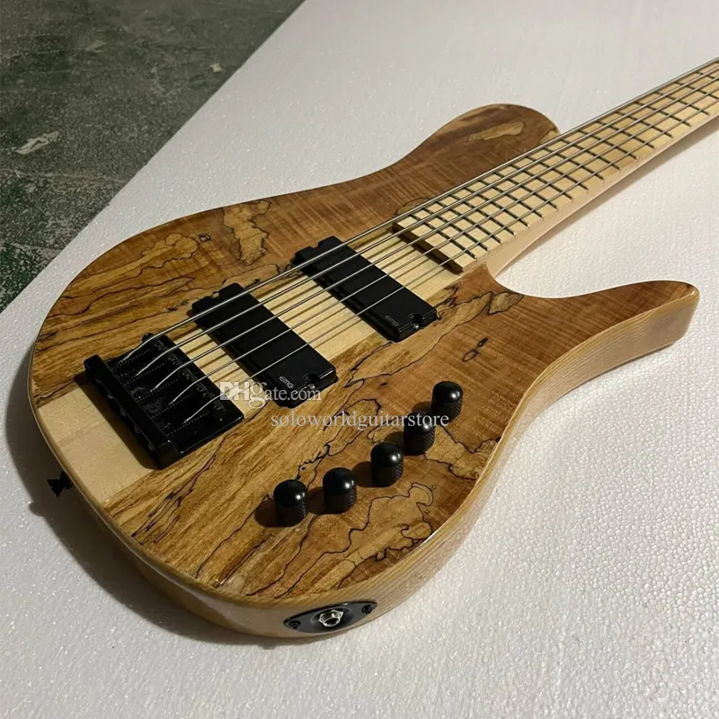 Guitare basse électrique à 5 cordes avec quincaillerie noire, touche en érable, peut être personnalisée