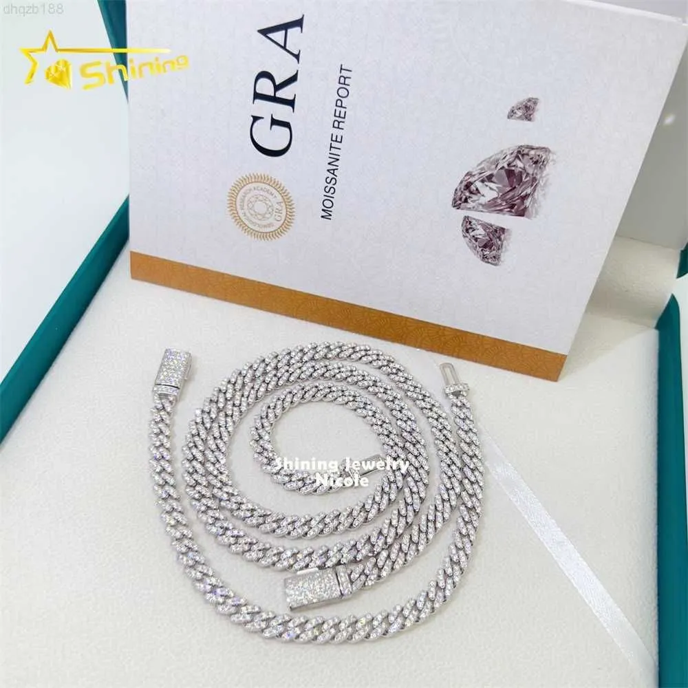 Prêt à expédier 925 argent mince 6mm Vvs diamant chaîne à maillons cubains femmes glacé Moissanite chaîne cubaine Fniga