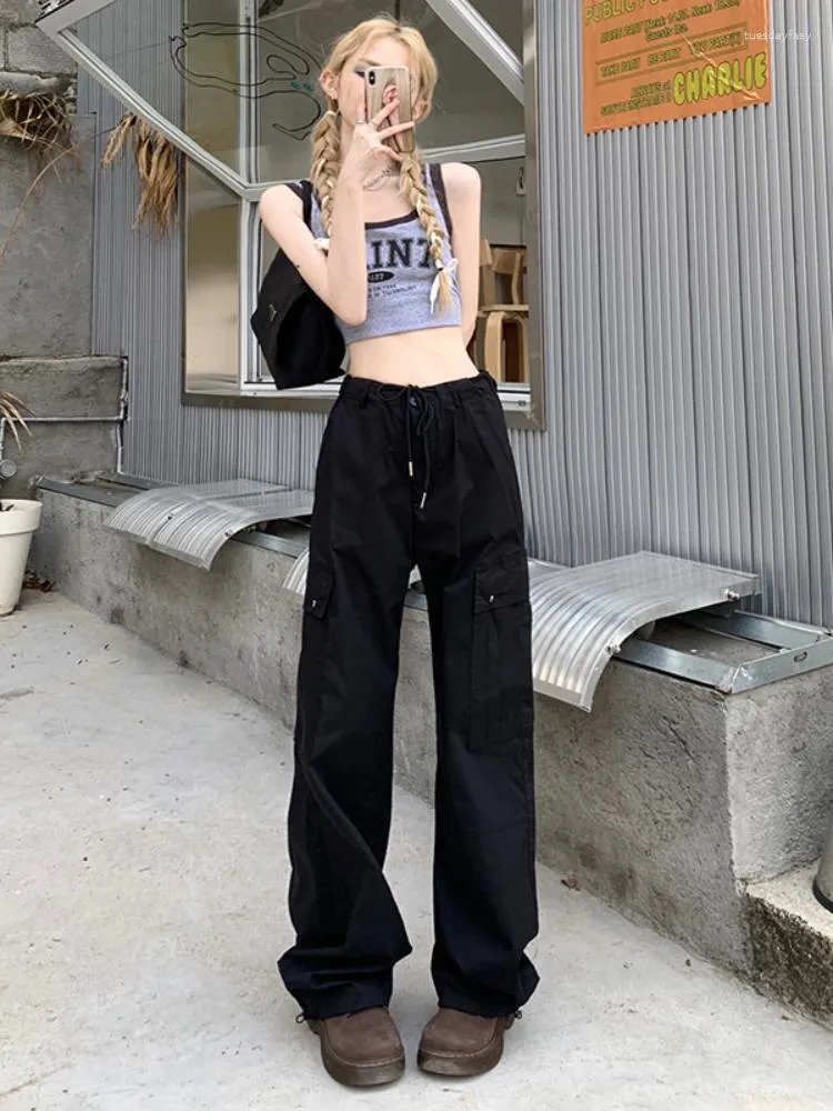 Y2K Womens Cargo Pants Low Waist High Street Streetwear With Wide