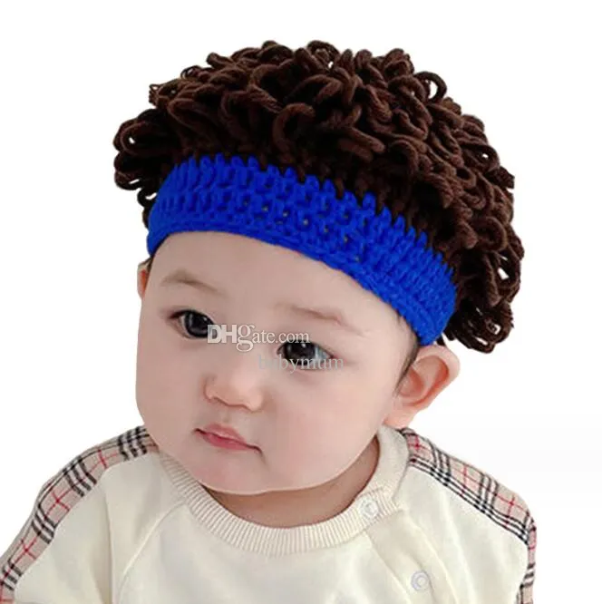 Hot Ins bébé Afro curly chapeau mignon drôle infantile tricoté bonnet enfants photographie accessoire printemps automne chaud chapeau tête accessoires