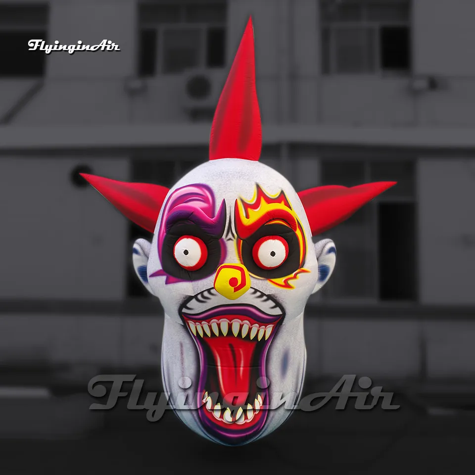 Palloncino con maschera da clown gonfiabile spaventoso appeso grande modello di testa di pagliaccio gonfiabile malvagio per la decorazione della festa di Halloween