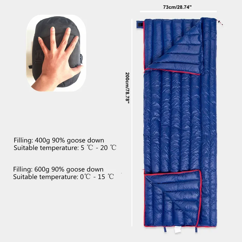 Sacs de couchage sac 90% duvet d'oie épissage Double ultraléger garder au chaud imperméable pour Camping randonnée équipement touristique 230907