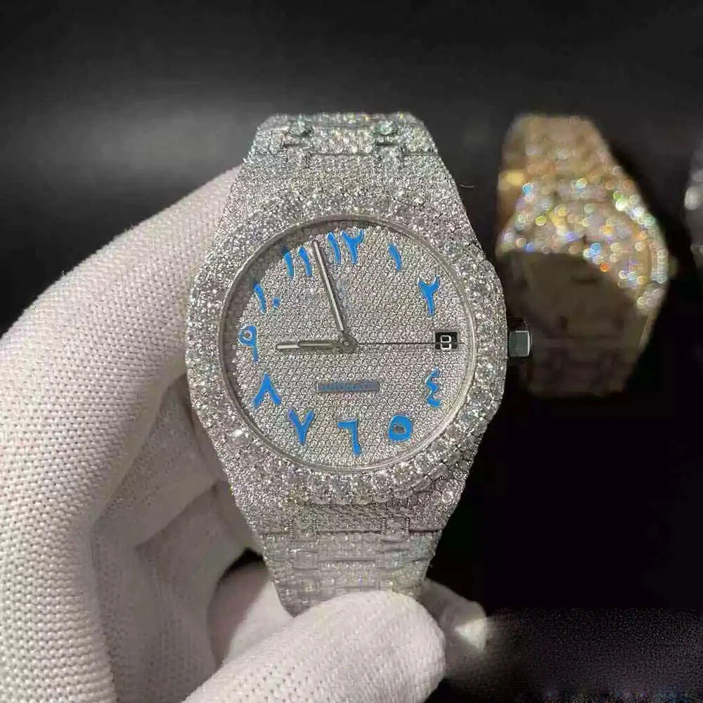 VVS Moissanite herenhorloge Automatisch Sier diamanten passeren tt Topkwaliteit ETA uurwerk 904L roestvrij staal ijskoud saffier horlogeAUUT7ZMPLDGS