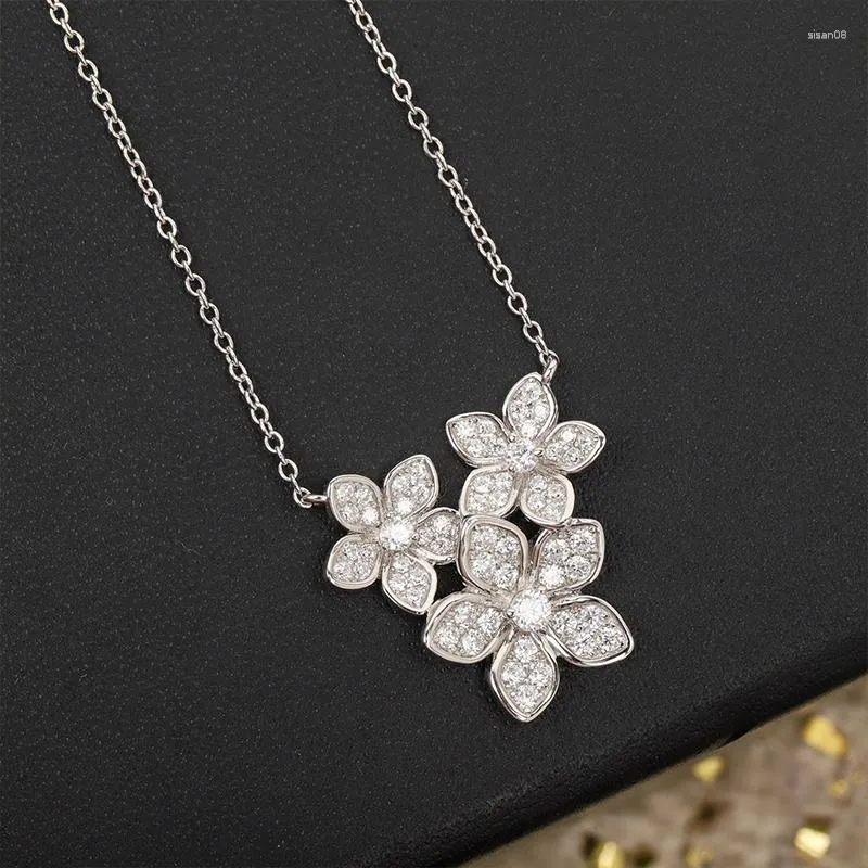 Kettingen van hoge kwaliteit puur 925 sterling zilver mode-sieraden Lady Cherry Blossom ketting prachtig bloembanket