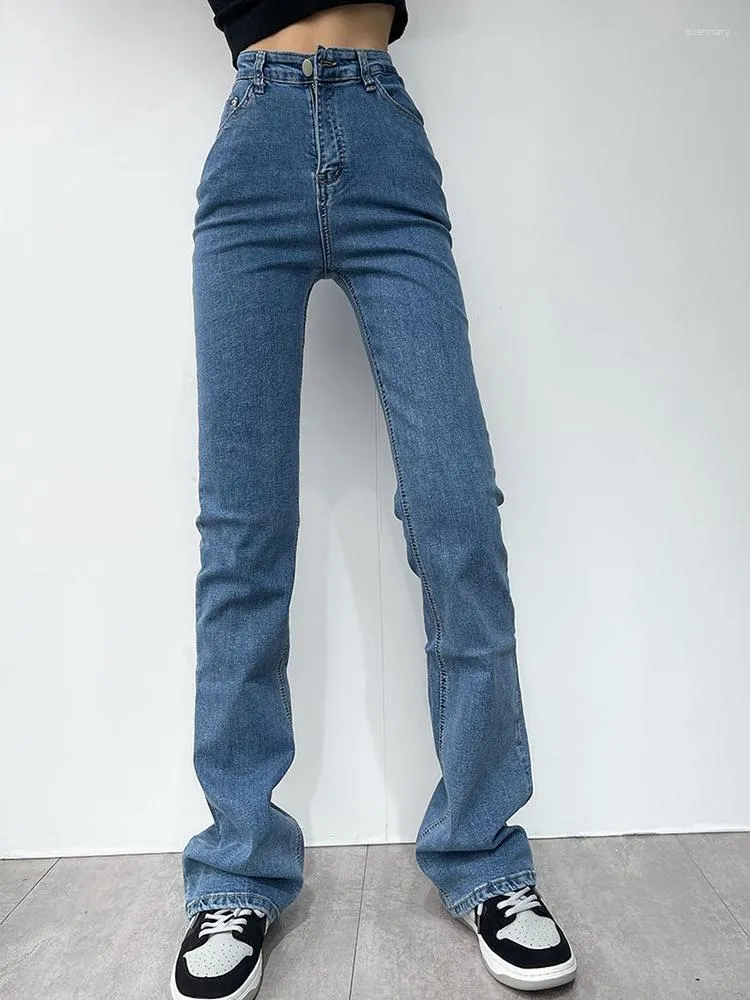 Calças de brim femininas mulheres flare cintura alta oversize estiramento denim calças casuais baggy mãe estética primavera preto moda feminina calças