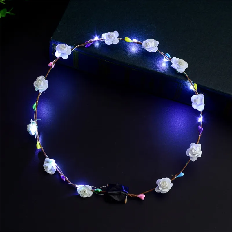 Christmas Holiday Flashing LED Hairbands Strings Glow Flower Crown Headbands Light Birthday Party Garland