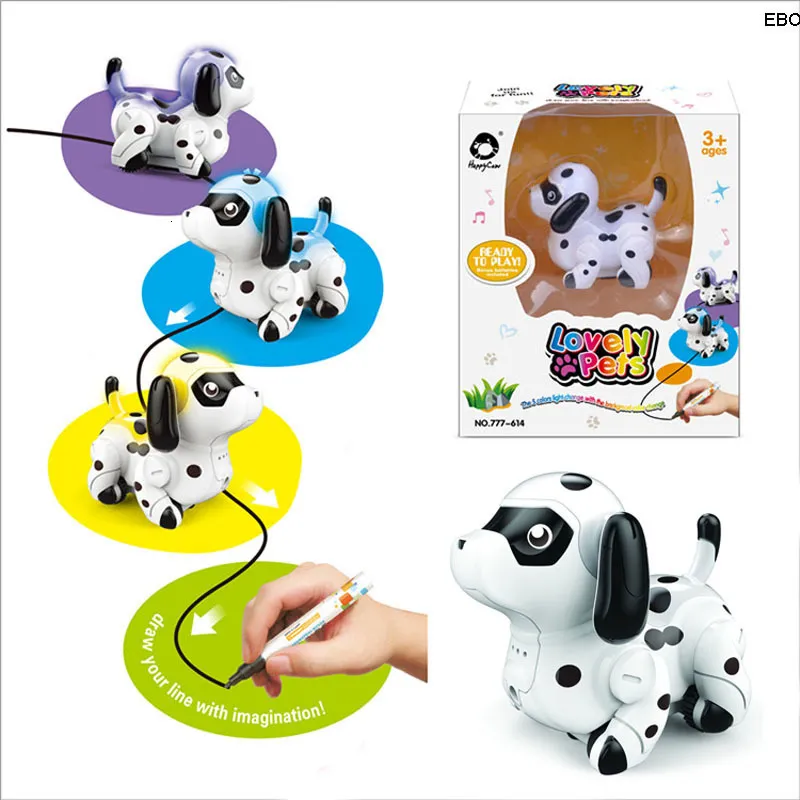 ElectricRC Animals EBOYU 614 Kids Magic Indutive Dog Modelo Brinquedo Segue Linha Preta com 5 Cores Mutáveis Caneta 230906