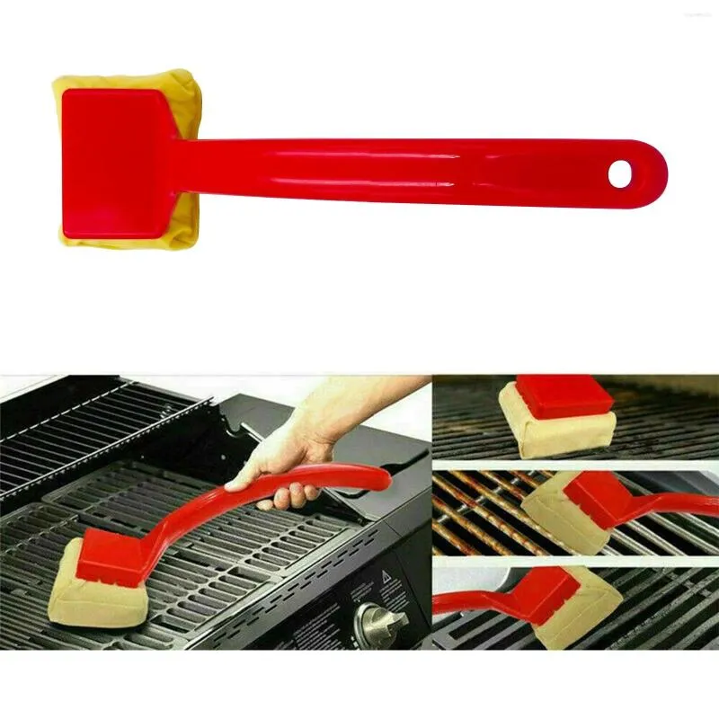 Verktyg BBQ Grill Cleaning Brush Restaurant Camping Barbecue Tool Värmesistent långt handtagsvampborstar Kök