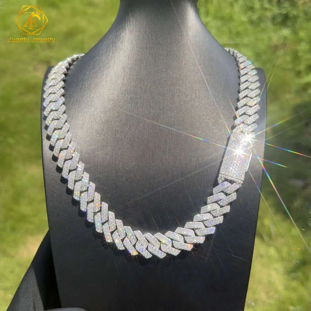 المجوهرات الراقية الهيب هوب 925 الفضة الاسترليني VVS Moissanite Diamond Iced Miami Big 16mm 20mm Cupan Link Necklace for Men