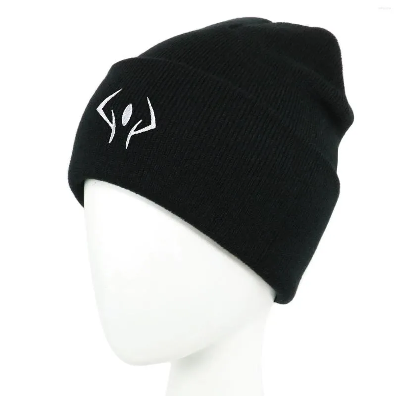 Ryomen Sukuna Cosplay Beanie Hat Black Embroidered Knitted Kangol Skull