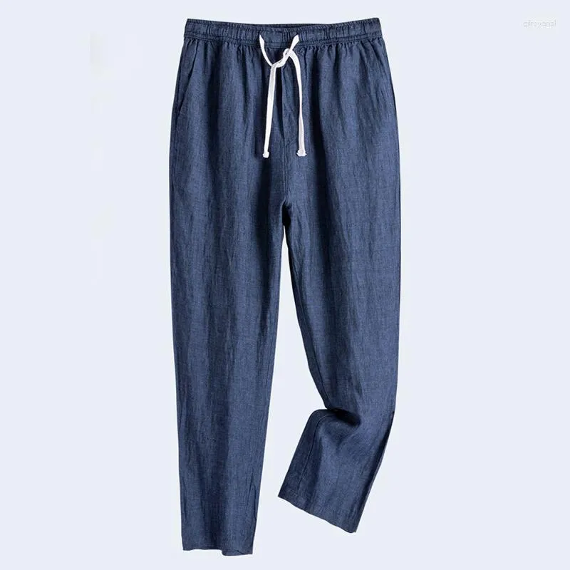 Men's Pants Spring Summer Men Linen Mans Straight Cropped Long Legs Casual S Full Thin Light Loose Trousers