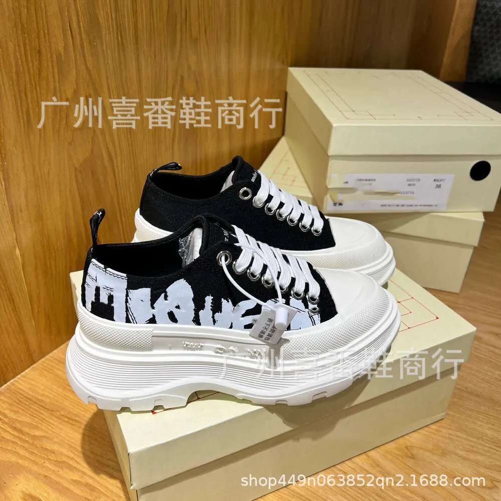 Shoes Canvas Spring/summer Ins Letter Thick Sole Original Standard Couple Lace Up Small White