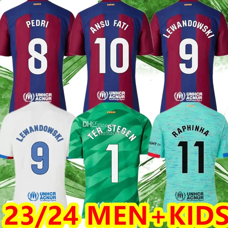 S-4XL 23 24 CAMISETAS DE Football Soccer Jersys Pedri Lewandowski Gavi 2023 2024 FC Balde Ferran Raphinha Barcelonas Dest 축구 셔츠 남성 Barca 키트 키즈 888