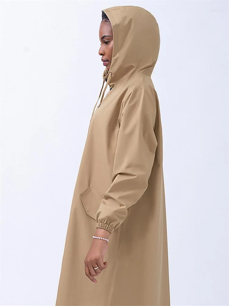 Manteaux imperméables longs et fins pour femmes, Ponchos imperméables, grande poche, manteau de pluie, camping de randonnée, Chubasquero Mujer à capuche