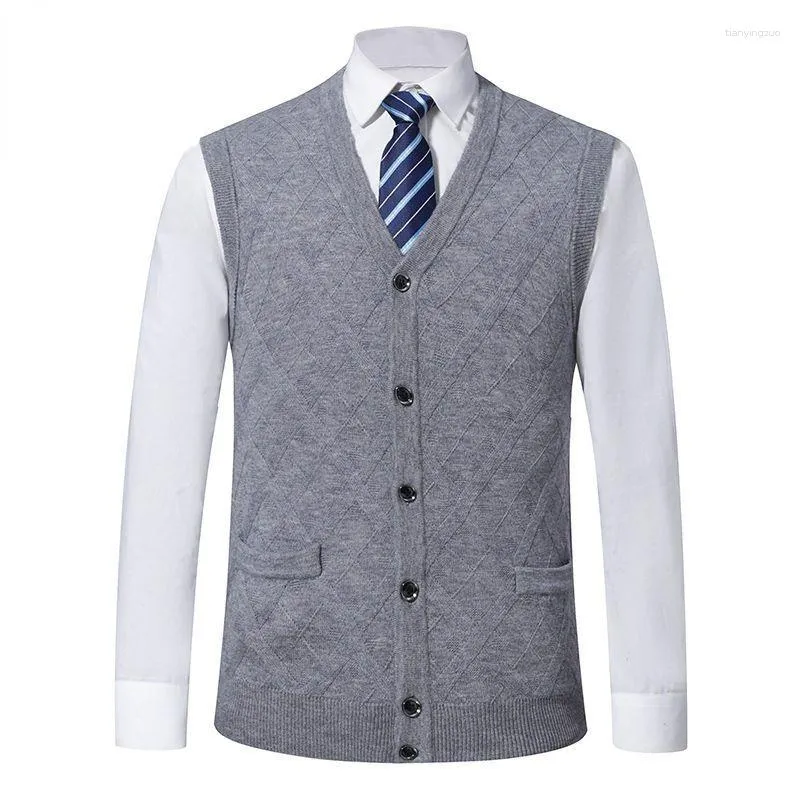 Gilets pour hommes 2023 Automne Marque de mode Pull en tricot Gilet Cardiga V Col Coréen Haute Qualité Cool Laine Casual Hiver Hommes Vêtements C51