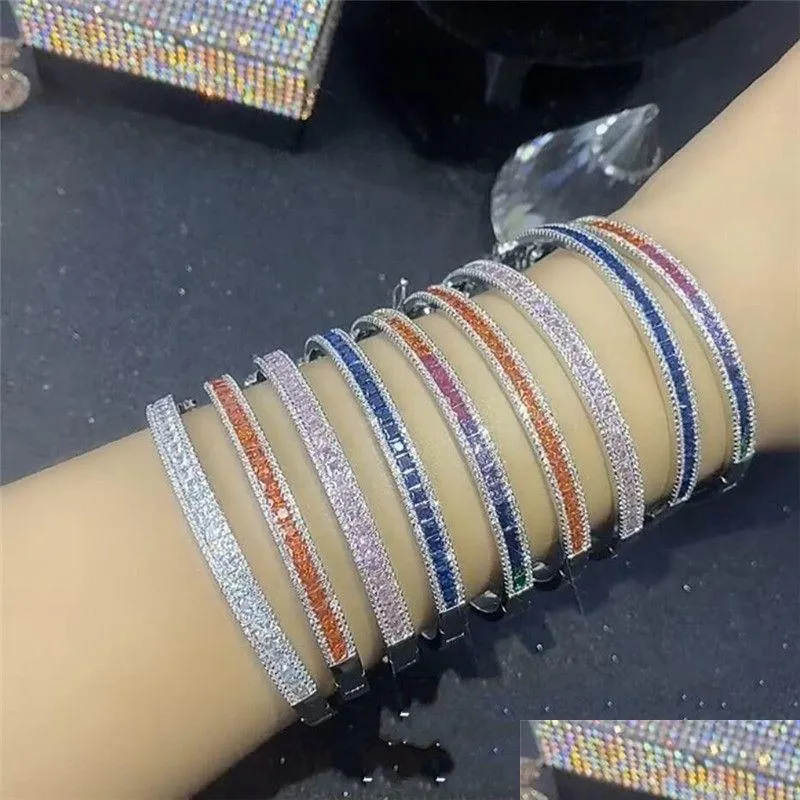 Bangle Choucong Brand Ins Top Sell Wedding Bangle Luxury Jewelry 18K White Gold Fill T Princess Cut Mti Color 5a Zircon Cz Diamond WOM DHZV1