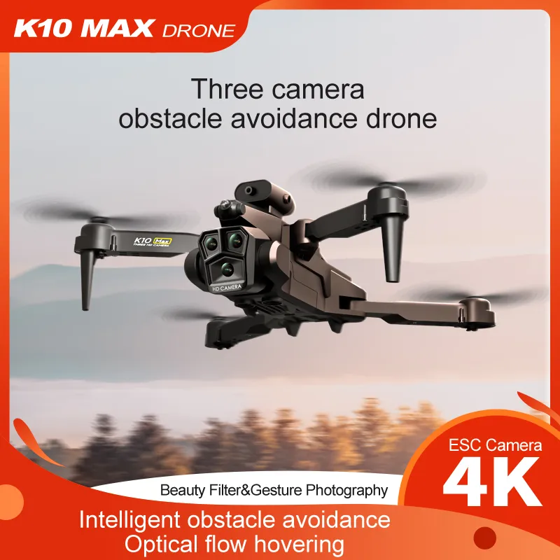 احترافية K10 Max Drone 4K HD Three Camera Three Camera Three Wway Therbance Dornrence Positical Flow Placing Plactable Quadcopter FPV Drone K10max