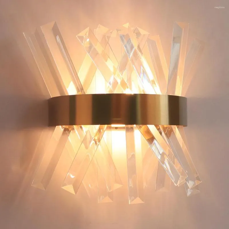 Wall Lamps Crystal Light Fixture Bedroom Beside Gold AC 90-260V Bathroom Stainless Steel Led Sconce