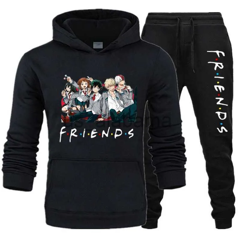 Men's Tracksuits My Hero Academia Anime Sweatshirt Suits Fashion Unisex Sportsuits Two Piece Suits Hooded Sweatshirts+Long Pants Sweat Suit Joggi x0907