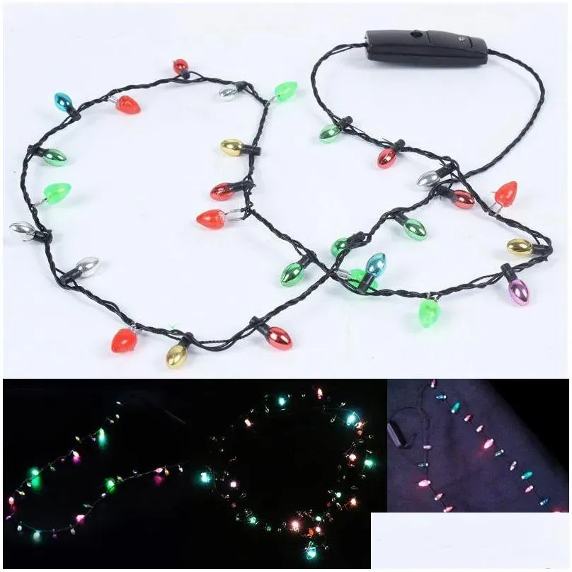 chains pcs mini flashing lightup blinking christmas lights costume necklace 8 led bulbs hsj88chains