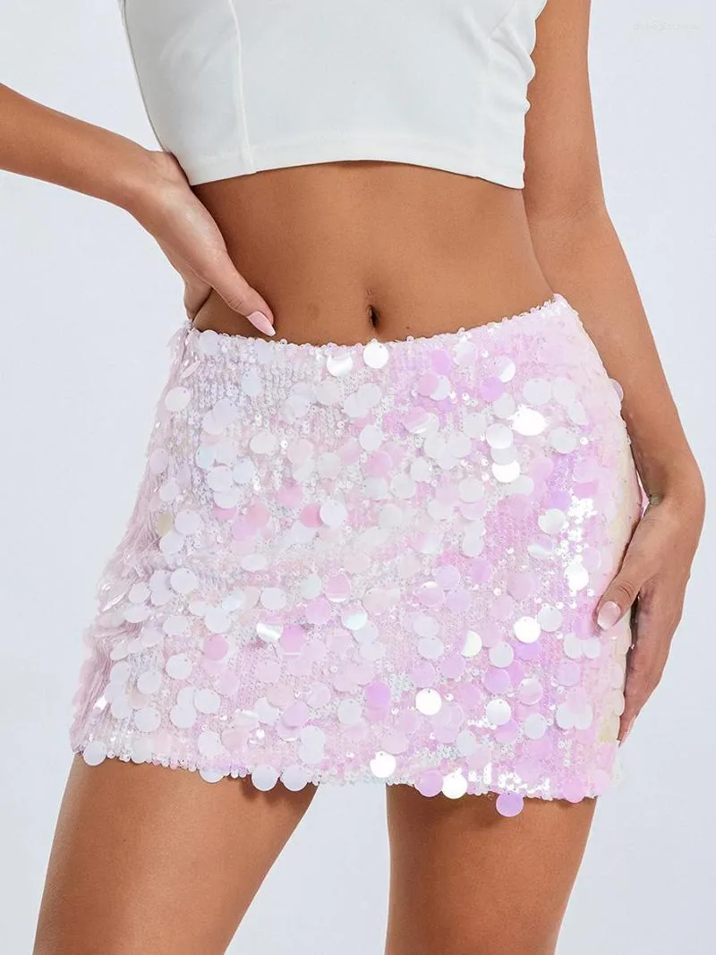 Sparkle Sequin Mini Skirt Womens Glitter High Waist Short Skirt
