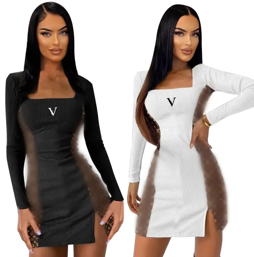 new Womens Casual Dresses designer brandlv Dresses skirt casual fashion Long sleeved sexuality party Dresses