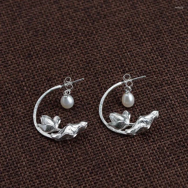 Dangle Earrings S925 Silver Pull Silk Crafts Wholesale Salleaid Pearl Earring女性ロータス契約と純粋な新鮮