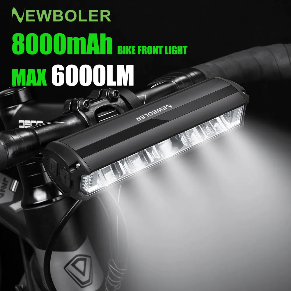 バイクライトBoler Bicycle Light Front 6000Lumen 8000MAH防水懐中電灯USB充電MTBロードサイクリングランプアクセサリー230907