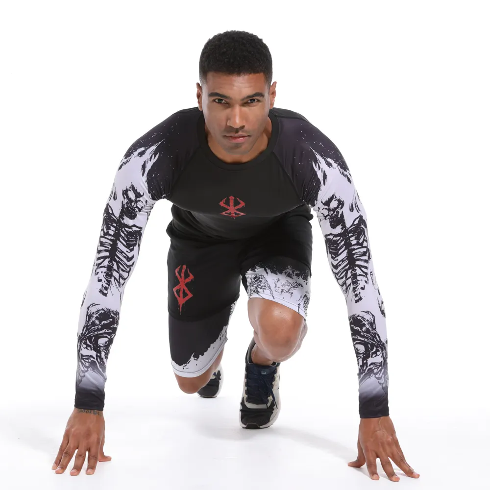 T Shirt Compression homme Musculation 3D Skull