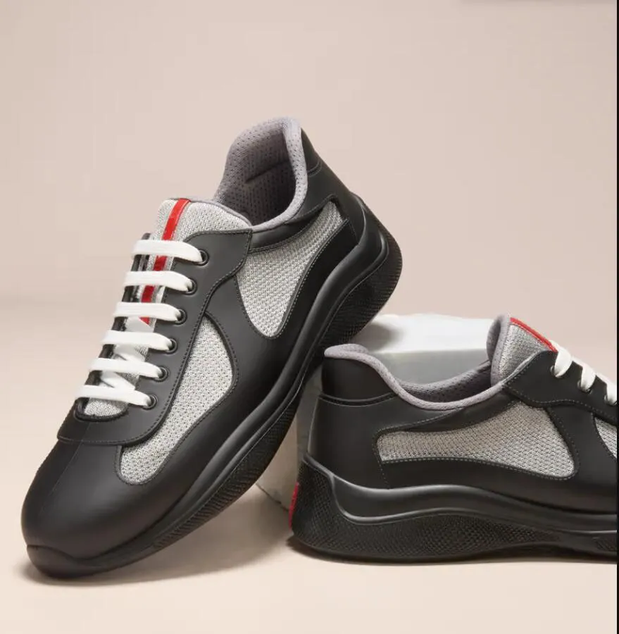 America Cup Borracha Treinador Tênis Masculino Sapatos Casuais Baixo Top Outdoor Walk Run Sapatos Homens Treinadores Preto Branco Vermelho Malha Respirável Tênis 38-46Box