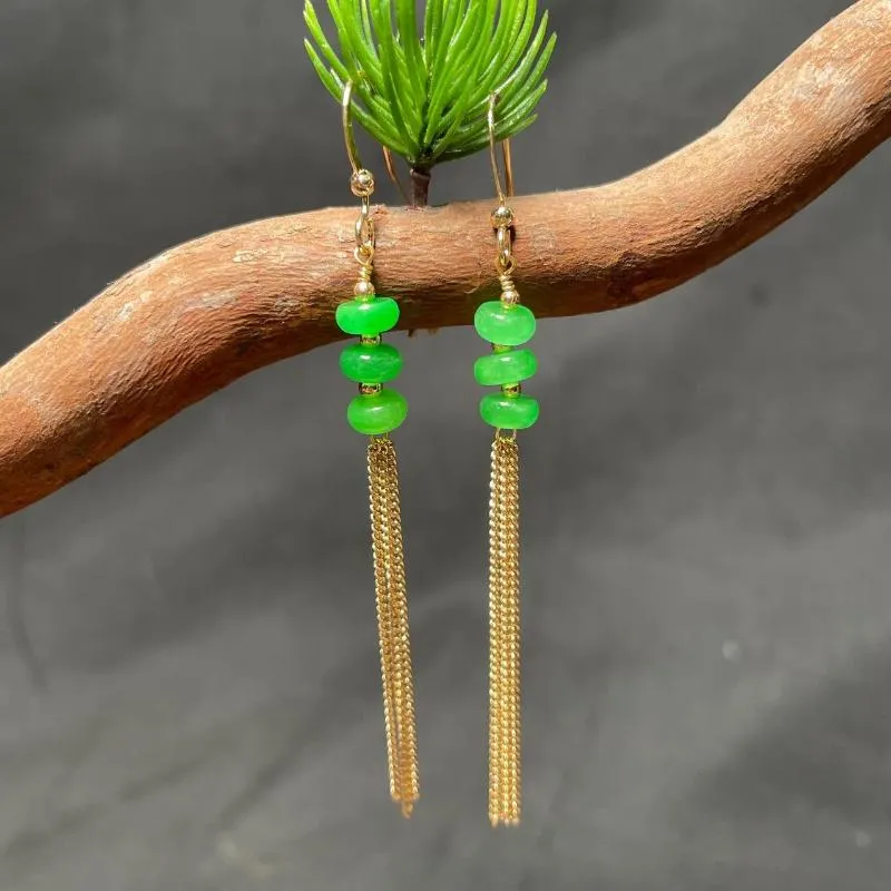 Dangle Oorbellen Groene Jade Voor Vrouwen Smaragd 925 Zilveren Bedels Sieraden Luxe Jadeïet Vintage Kralen Natuurlijke Charme Amulet Edelsteen Echte