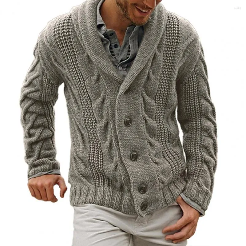 Cárdigan de punto para hombre, suéter nuevo, chaqueta, suéter de punto de  color con solapa para otoño e invierno