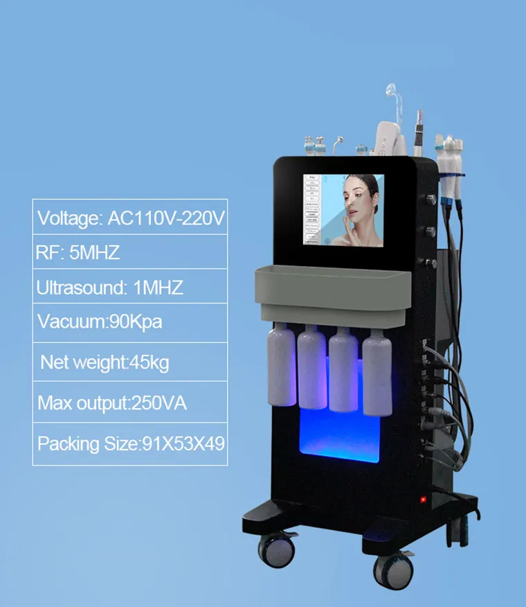 2023 New 14 in 1 Hydrodermabrasion Skin Care Hydro Hydra Water Facial Machine With Led Mask Hydrofacials Hydrafacials Machine