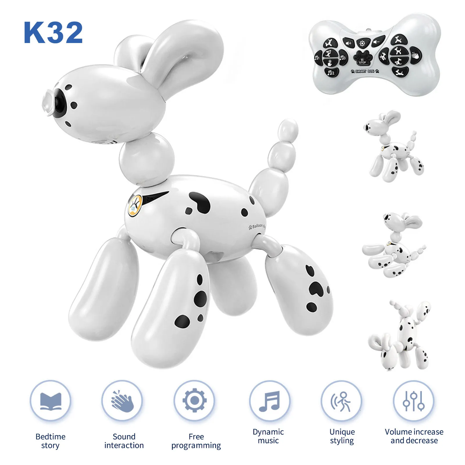 ElectricRC Animals K32 Fernbedienung Hund Programmierballon Intelligentes singendes Tanzspielzeug Spielen Sie 45 Minuten für Kinder Jungen Mädchen 230906