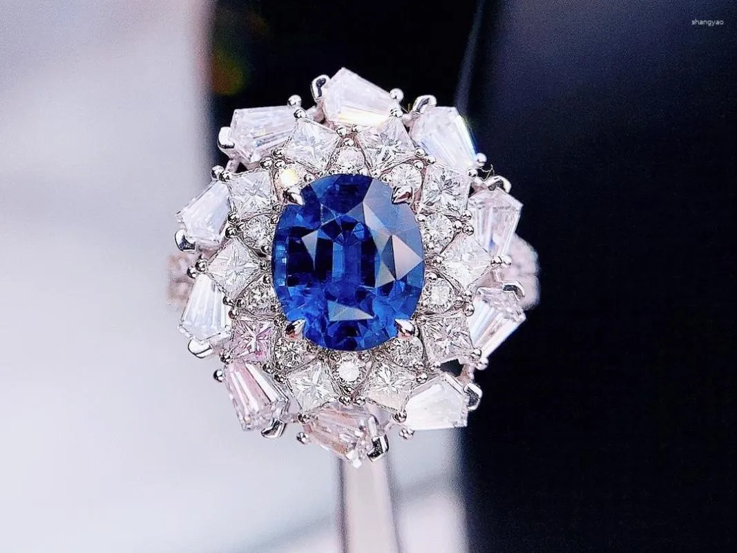 Natural Blue Sapphire Ring in 18K White Gold | Hunt Country Jewelers