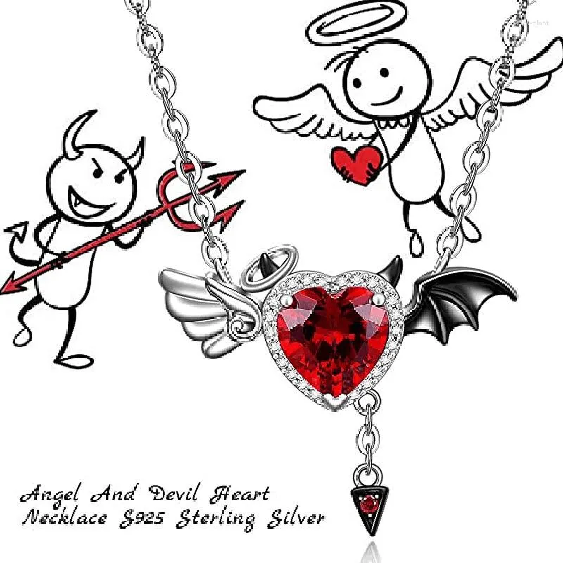 Catene Collana gotica a forma di cuore con angelo demone simbiosi, personalità della moda, coppia, regalo di Natale