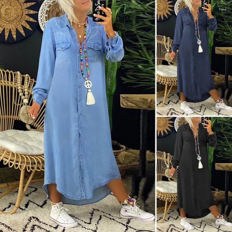 Casual Dresses Spring For Women 2023 Explosive Models Denim Long Dress Shirt Collar Sleeve