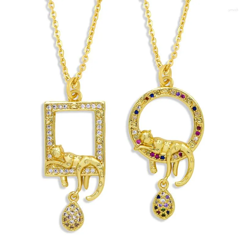 Pendant Necklaces Fashion Gold Color Picture Frame Hollow Design Leopard Necklace For Women Men Statement Hip Hop Jewelry Punk